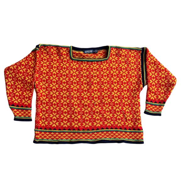 Lands' End Made in Norway 100% Wool Boxy Sweater Sz L - Picture 2 of 4